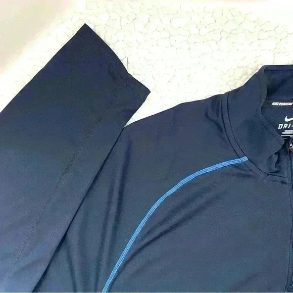 Nike Dri Fit Navy 3/4 Zip Crop Neck Pullover Running Sweatshirt Top Size XL - Picture 4 of 12